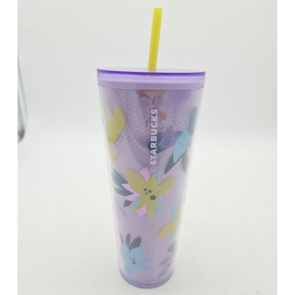 New Starbucks 2023 Winter Magnolia Flower Mesh Purple Lavender Cup Tumbler